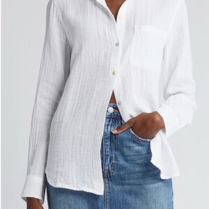 Rails Ellis White Button Down Cuffed Sleeve Shirt